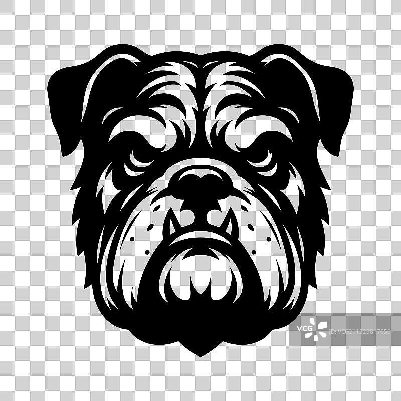 愤怒的斗牛犬面部轮廓在白色背景上图片素材