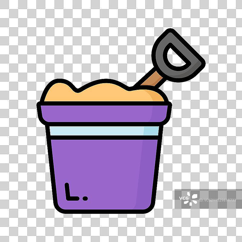 沙桶图标代表一个用于沙子的的小桶图片素材