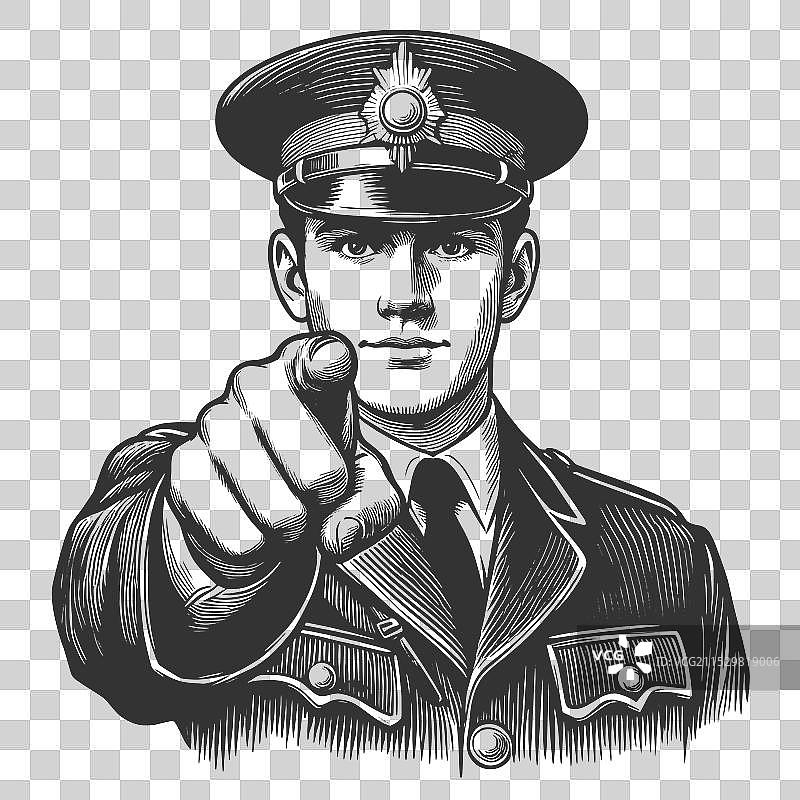 警察向前指示图片素材