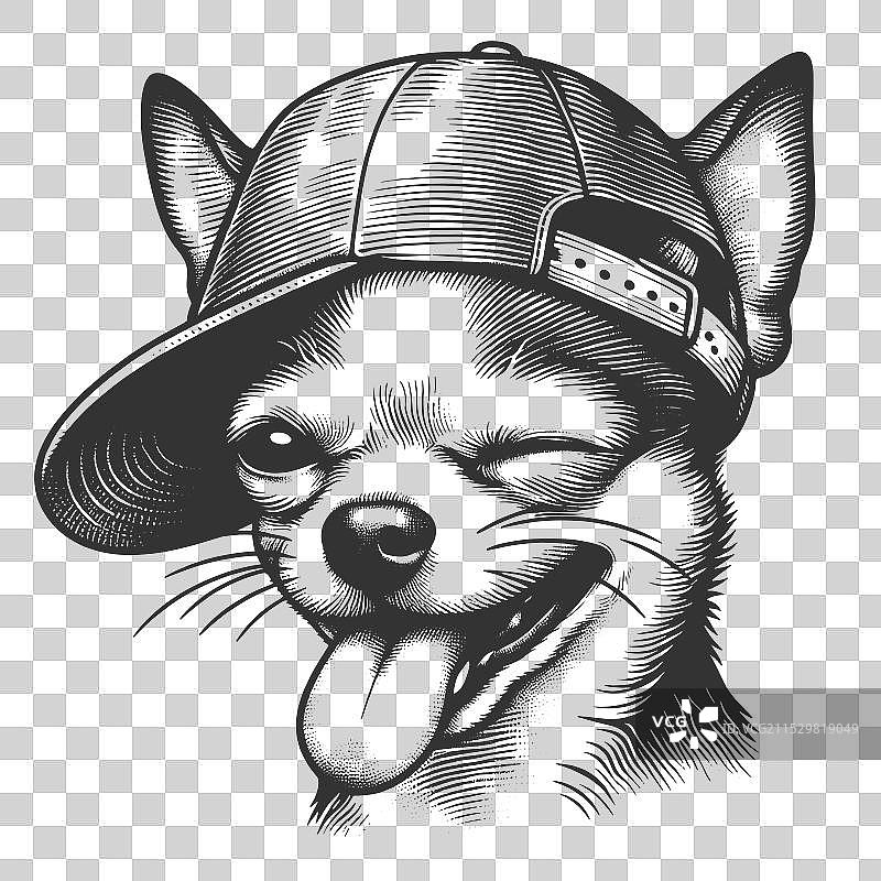 戴着棒球帽的吉娃娃图片素材