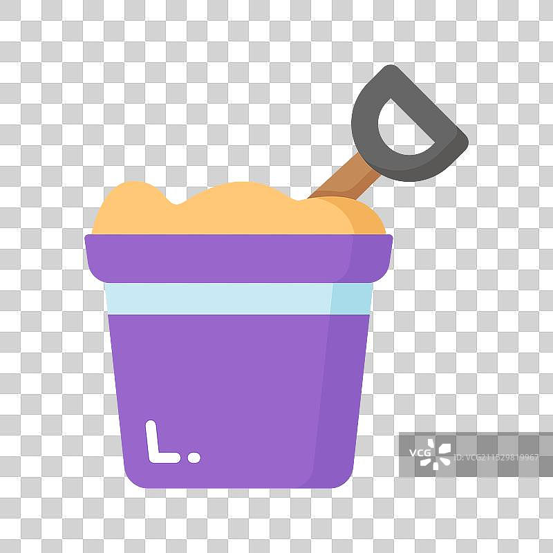 沙桶图标代表一个用于沙子的的小桶图片素材