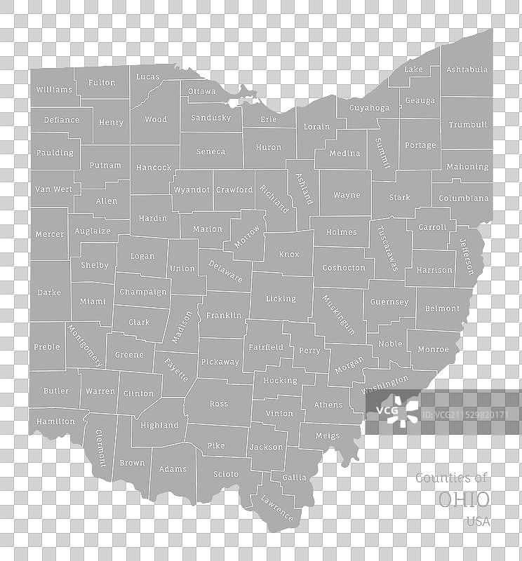 美国俄亥俄州的灰色地图图片素材