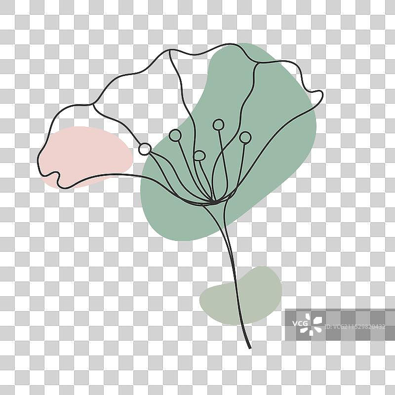 极简风格的涂鸦花朵，使用彩色绘制图片素材