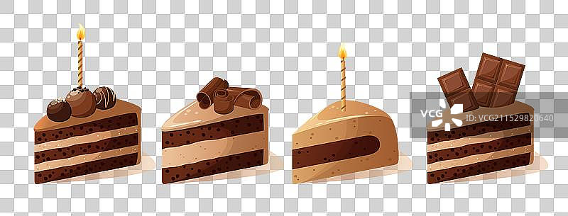 一组巧克力蛋糕片图片素材