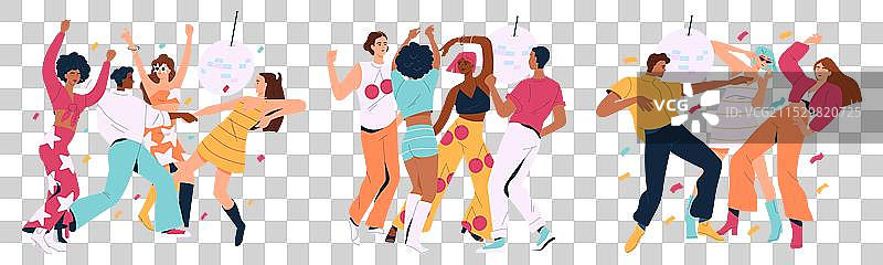 一群快乐的男性在迪斯科派对上图片素材