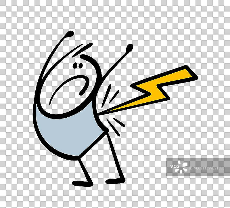 卡通电闪雷鸣击中男人图片素材