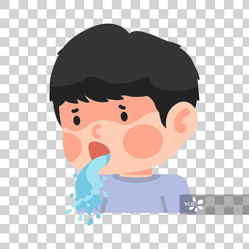 男孩感到不适并呕吐图片素材