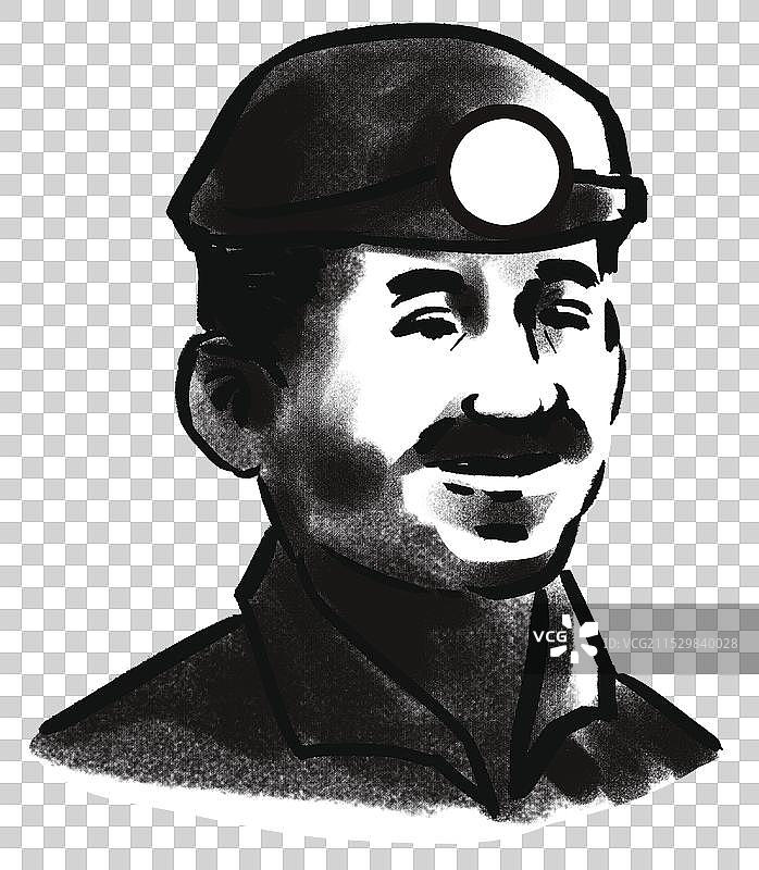 传统黑白漫画人物素描老人老人青年半生像农村农民老者矿工工人资讯卡通插画图片素材