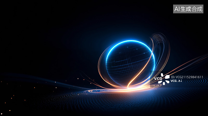 【AI数字艺术】科技感蓝色光影抽象背景图片素材