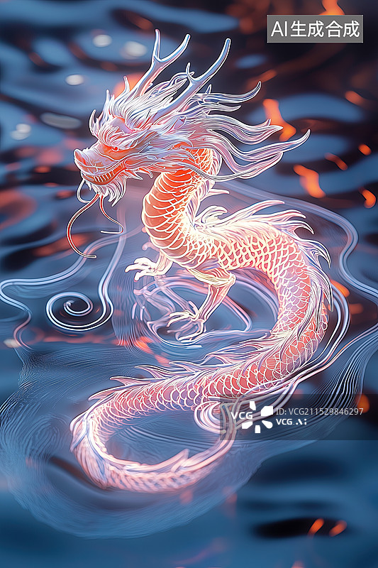 【AI数字艺术】科技感中国龙图片素材
