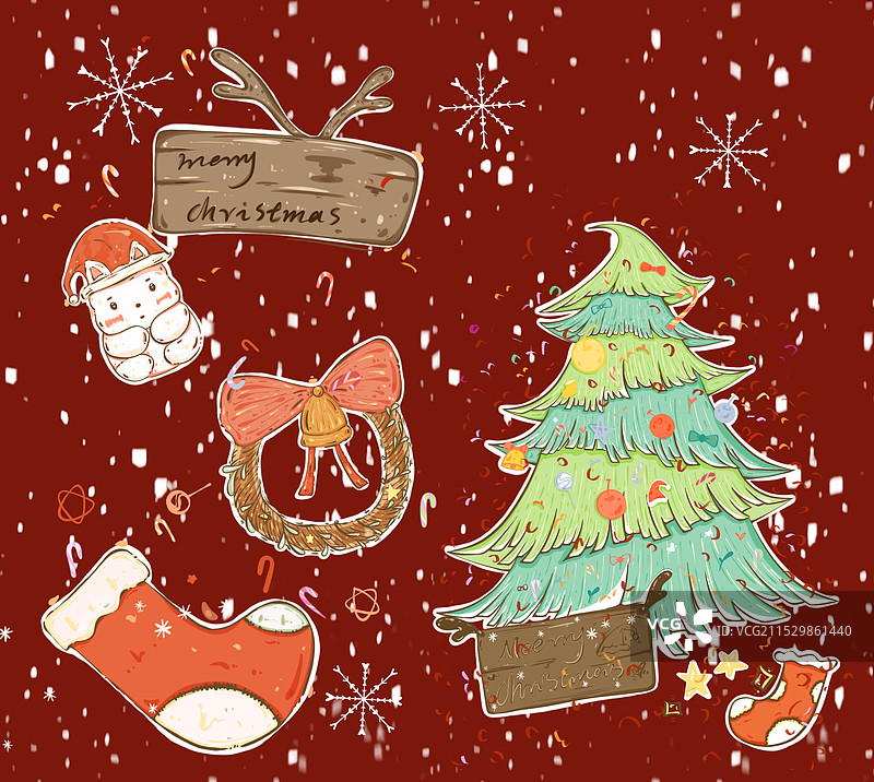 圣诞节元素插画图片素材