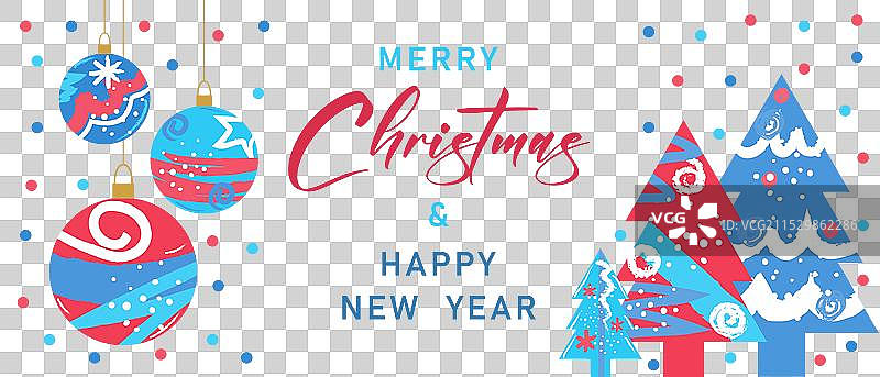 圣诞快乐和新年快乐横幅图片素材