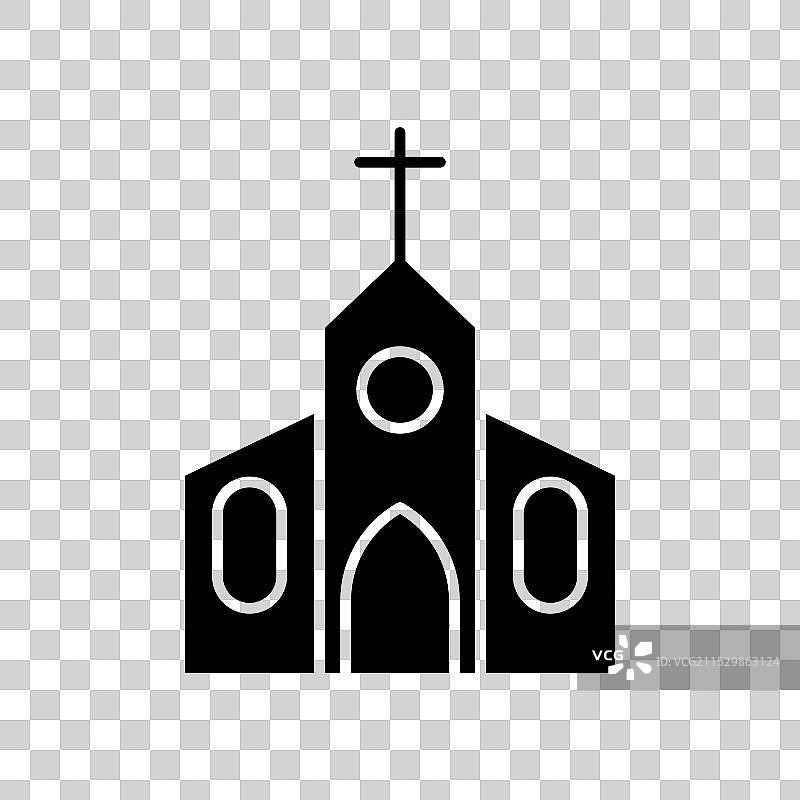 教堂图标集，礼拜堂，天主教和十字架符号图片素材