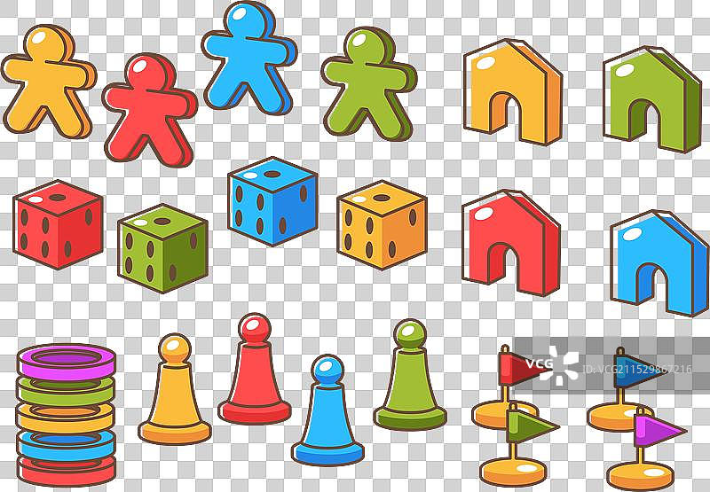 桌游棋子和配件套装图片素材