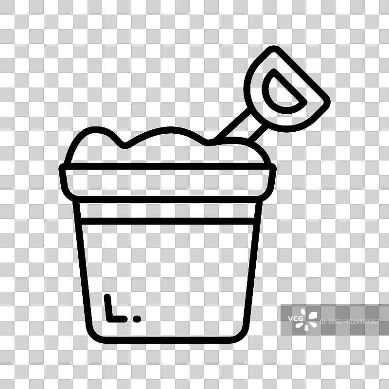 沙桶图标代表一个用于沙子的的小桶图片素材