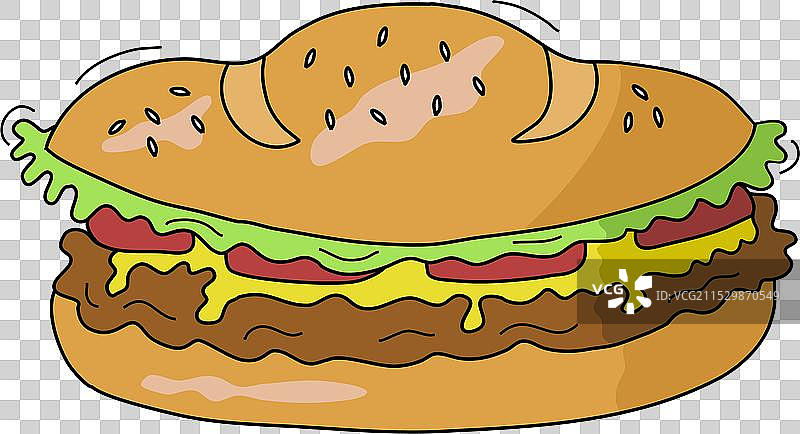 卡通三明治，配有生菜和酱汁图片素材