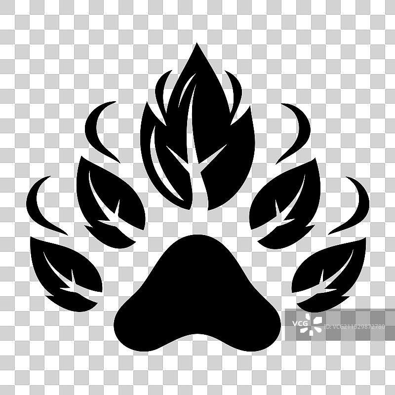 自然灵感的爪印与叶子图案图片素材