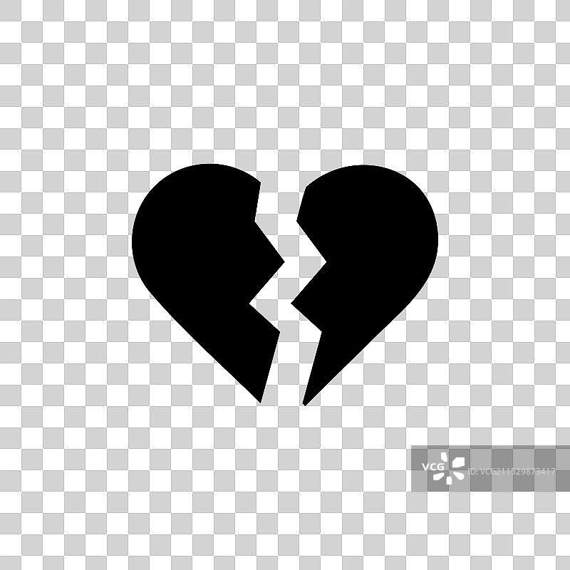破碎心形图标集，带裂缝的心形符号图片素材
