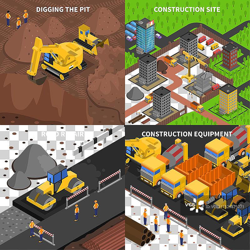 一般建筑概念等轴测图图片素材