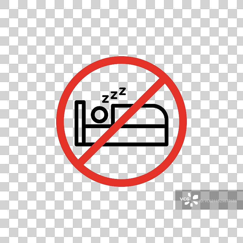 睡衣派对禁止标志图标集 休息警告与图片素材