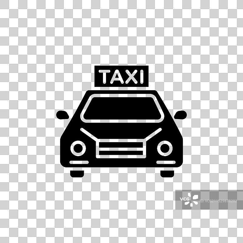 出租车图标集，黑色出租车服务符号图片素材