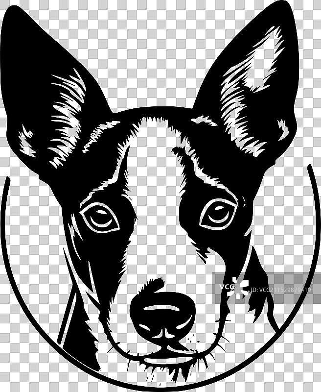 巴森吉犬 - 极简风格的平面logo图片素材