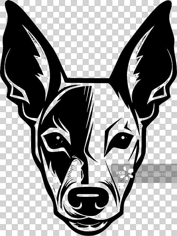 巴森吉犬 - 黑白色孤立图标图片素材