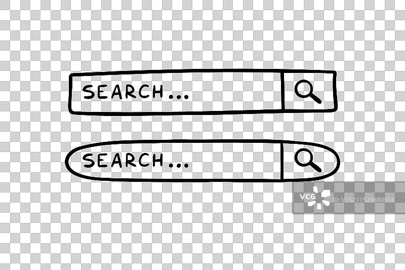 手绘图标的涂鸦搜索栏与搜索条图片素材