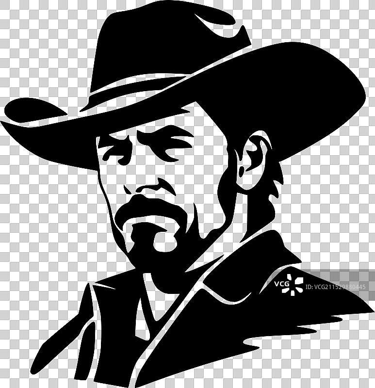 牛仔 - 极简风格的平面标志图片素材