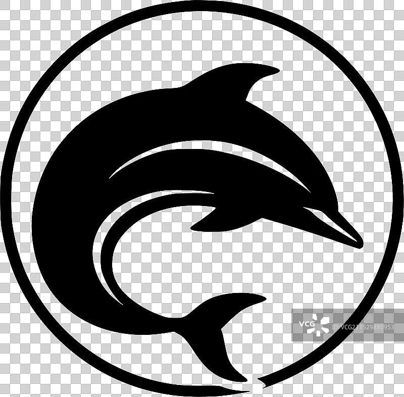 海豚 - 黑白孤立图标图片素材