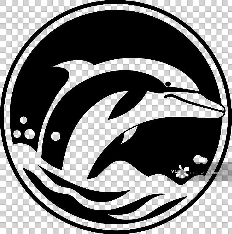 海豚 - 极简风格的平面logo图片素材