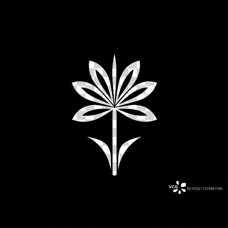 花 - 黑白孤立图标图片素材