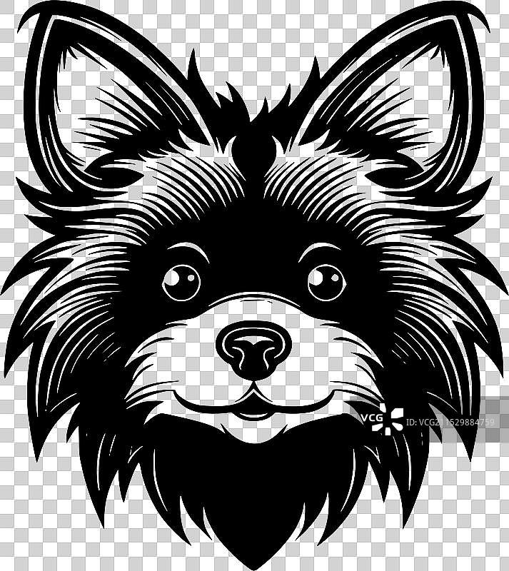 黑白色的博美犬孤立图标图片素材