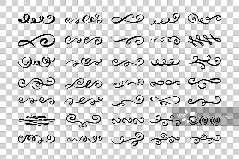 复古花纹、漩涡、卷曲和卷轴套装图片素材