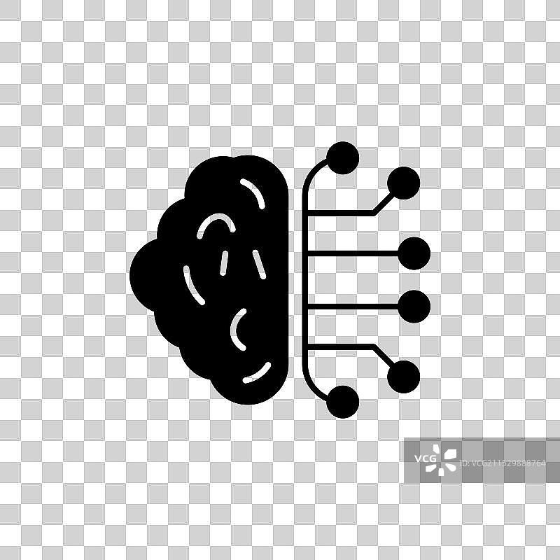 脑电路图标集 人工智能大脑符号图片素材