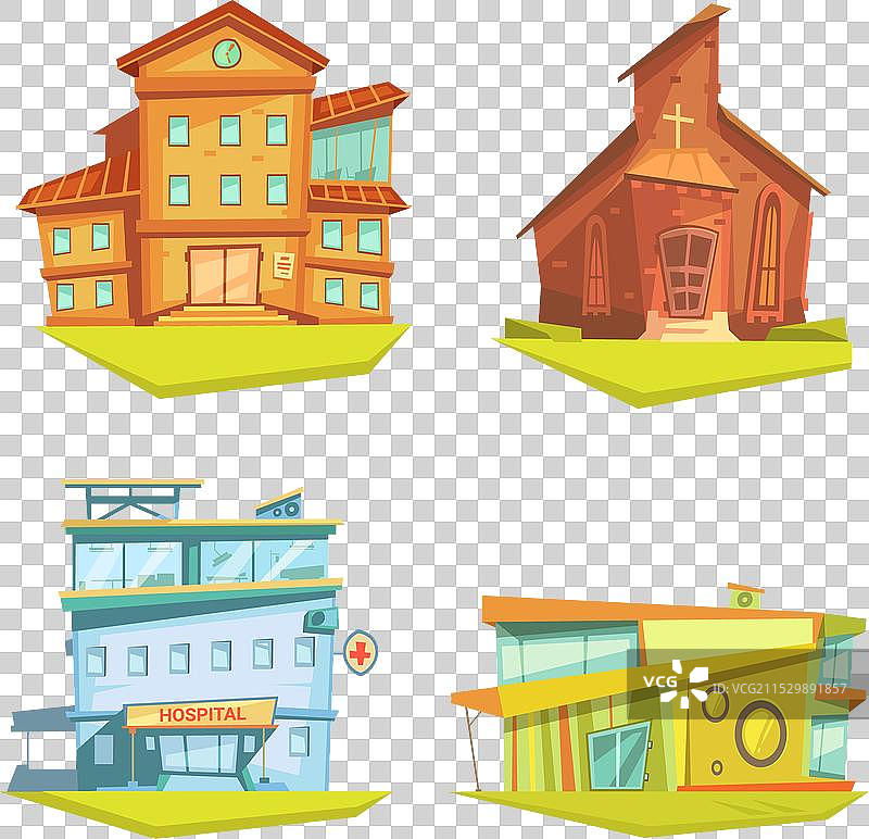 卡通建筑场景图片素材