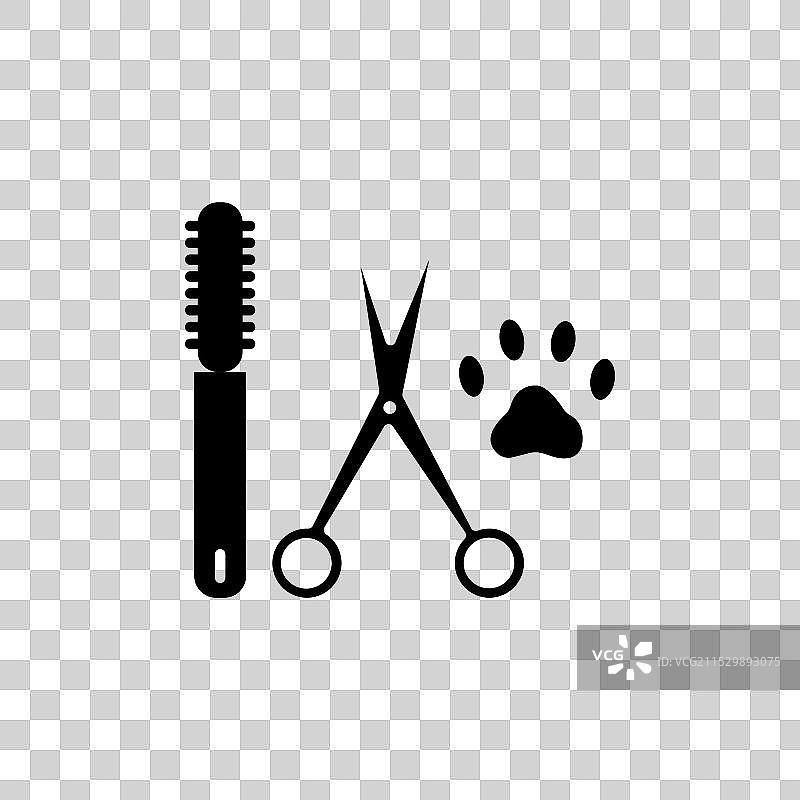 宠物美容图标集，狗或猫美容店图片素材
