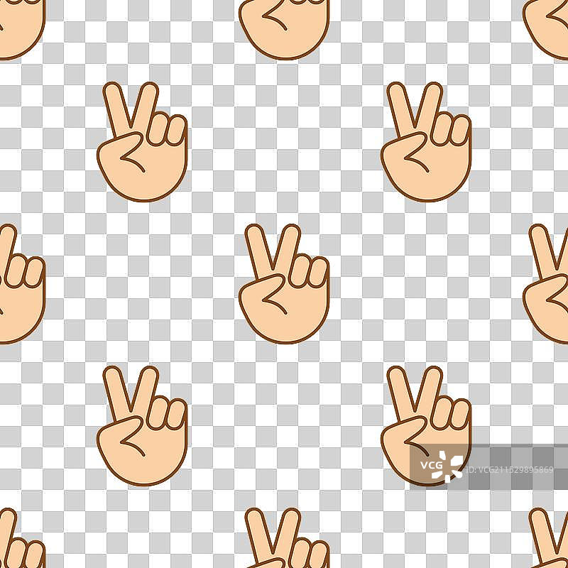 无缝图案手势展示胜利和平的手势图片素材