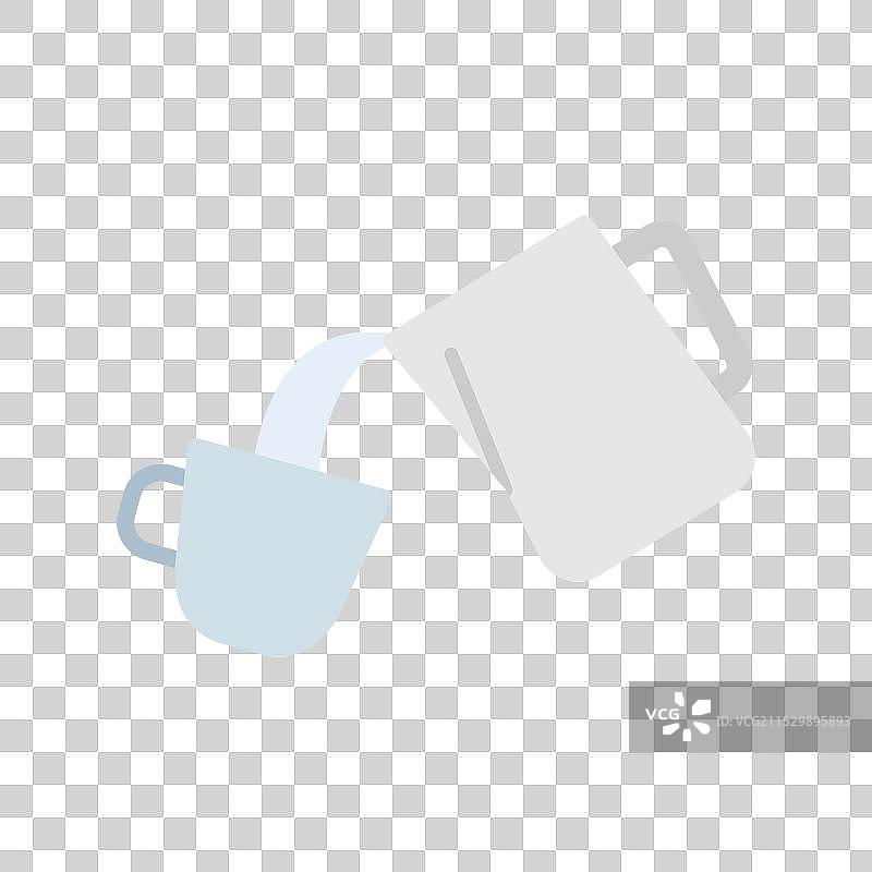 壶中倒入牛奶的咖啡杯，牛奶起泡图片素材