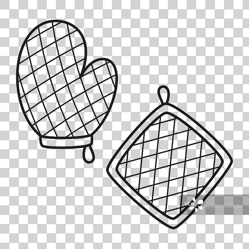 烤箱手套和锅垫的轮廓图片素材