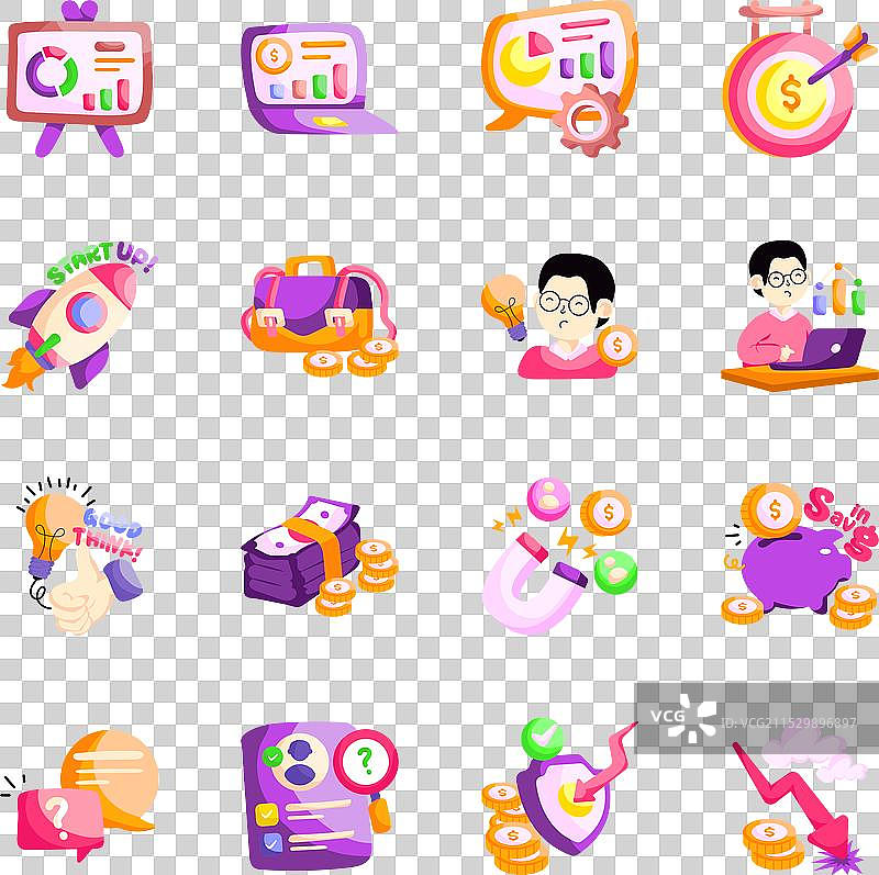 一套商业与分析平面贴纸图片素材