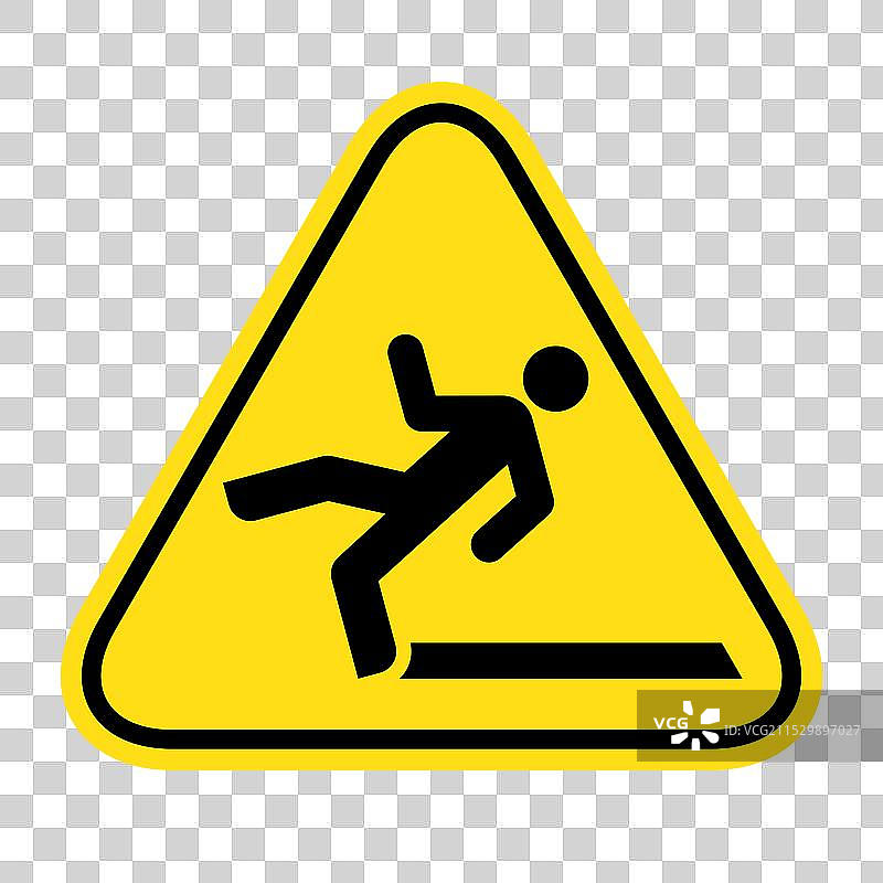 湿滑地面警告标志 滑倒危险图标图片素材