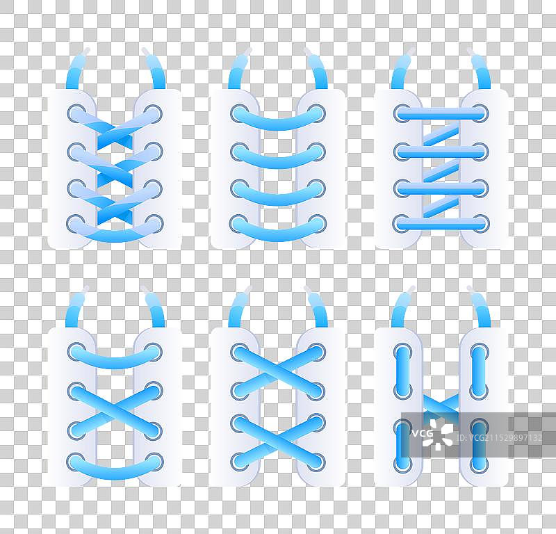 六种鞋带系法的变体是图片素材