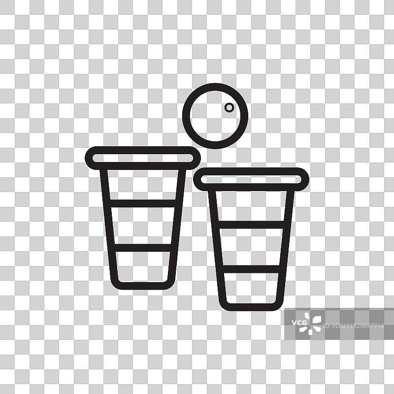 啤酒乒乓球线条图标，背景为白色图片素材