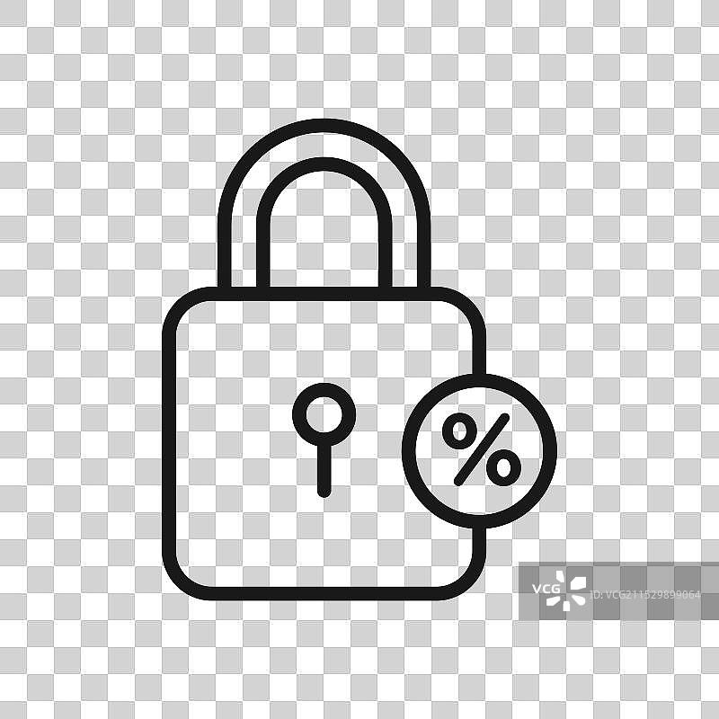 固定利率抵押贷款线条图标，独立于白色背景图片素材