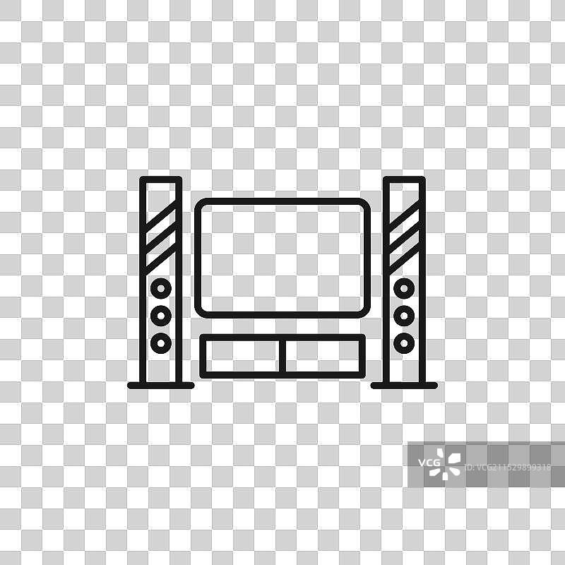 家庭影院线条图标，背景为白色图片素材