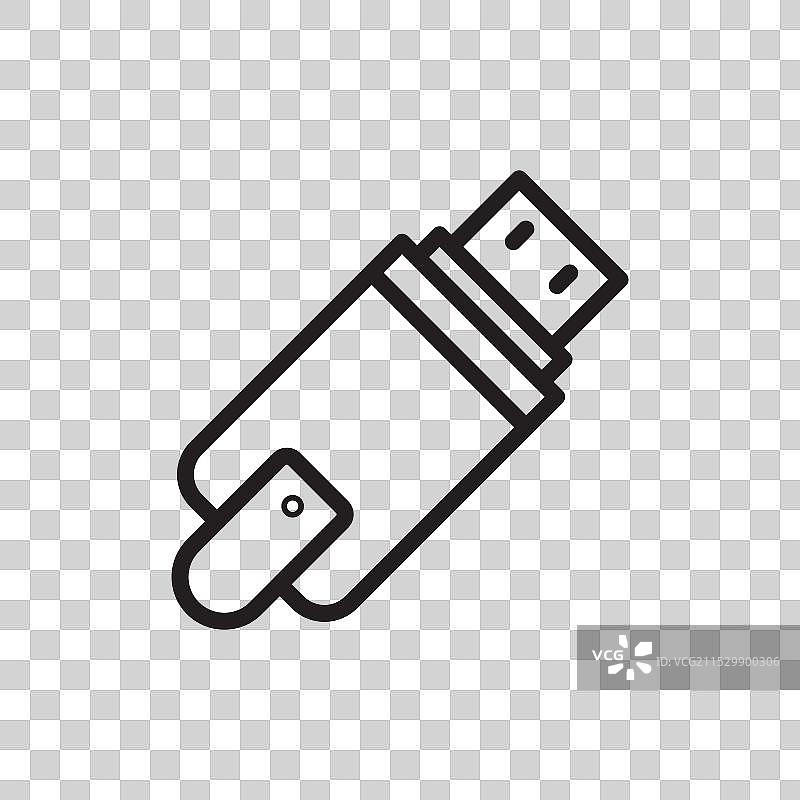 白色背景上孤立的U盘线条图标图片素材