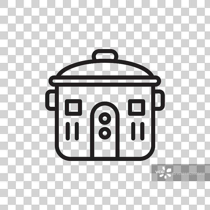 压力锅线条图标，背景为白色图片素材