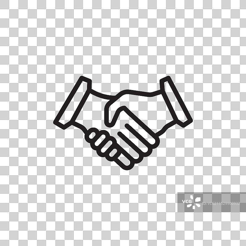 握手线条图标，背景为白色图片素材