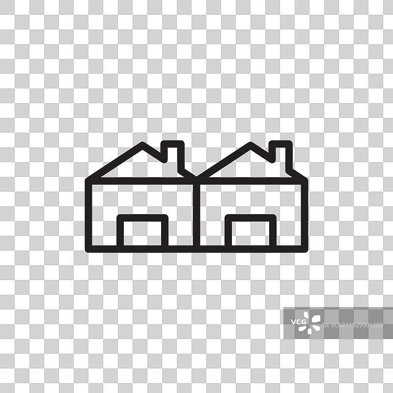 排屋线条图标，背景为白色图片素材